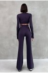 Mor Bel Detaylı Parmak Geçirmeli Modal İkili Takım