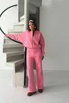 Pembe Kadın İplik Şardonlu Oversize Eşofman Takımı
