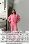 Pembe Kadın İplik Şardonlu Oversize Eşofman Takımı
