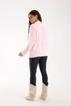 Pembe Selanik Örgü Oversize Triko Uzun Kazak
