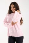 Pembe Selanik Örgü Oversize Triko Uzun Kazak