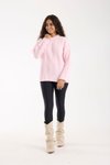 Pembe Selanik Örgü Oversize Triko Uzun Kazak
