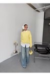 Sarı Balon Kol Triko Oversize Kazak