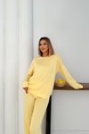 Sarı Bisiklet Yaka Modal Kumaş Basic İkili Takım