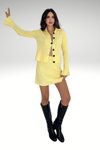 Sarı Triko Hırka Etek İspanyol Kol Örme İkili Takım