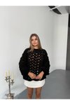 Siyah Ajurlu Triko Oversize Kazak