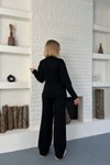 Siyah Aksesuar Detaylı Triko İkili Takım