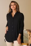 Siyah Arkası Uzun Gömlek