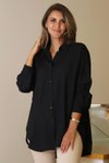 Siyah Arkası Uzun Gömlek