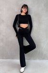 Siyah Bel Detaylı Parmak Geçirmeli Modal İkili Takım