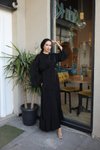 Siyah Fırfırlı İkili Tesettür Takım Abaya
