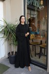 Siyah Fırfırlı İkili Tesettür Takım Abaya