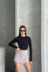 Siyah Modal Kumaş Taşlı Body