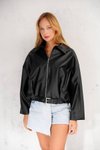 Siyah Oversize Kemerli Bomber Ceket