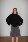 Siyah Oversize Örme Kazak