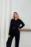 Siyah Polo Yaka Modal Kumaş Basic İkili Takım