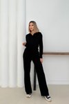 Siyah Polo Yaka Modal Kumaş Basic İkili Takım