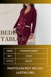 Siyah Triko İkili Ceketli Pantolonlu Set Gri Beyaz Bordo Takım