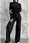 Siyah Triko Pantolonlu Alt Üst İkili Takım