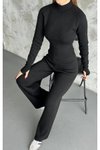 Siyah Triko Pantolonlu Alt Üst İkili Takım