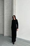 Siyah Uzun File Detaylı Ful Astarlı Ajur Triko Elbise