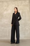 Siyah Yandan Bağlamalı Blazer Şık Ve Rahat Ceket