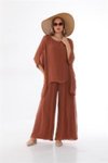 Cinnamon Italian Bat-Wing Silk Blouse