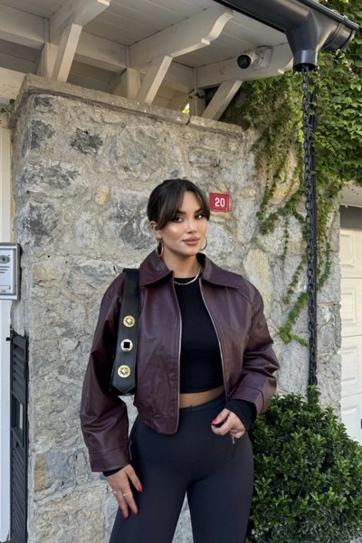 Bordo Bomber Deri Ceket