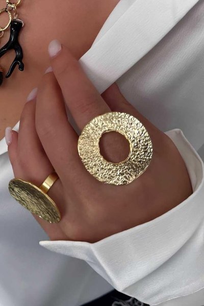 Gold Ortası Boş Yuvarlak Yüzük