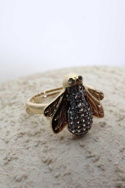 Gold Taşlı Arı Yüzük