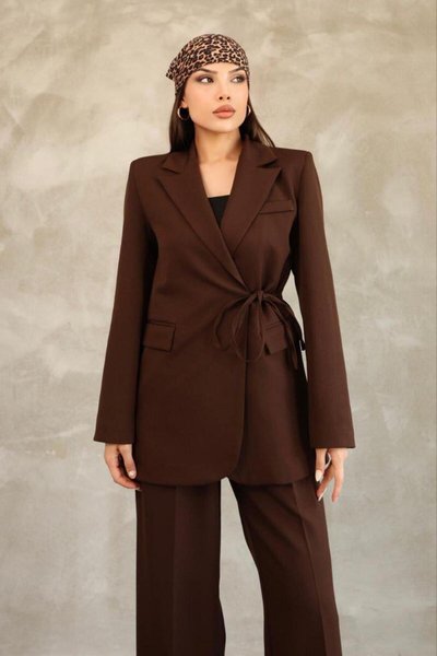 Brown Side-Tie Stylish and Comfortable Blazer