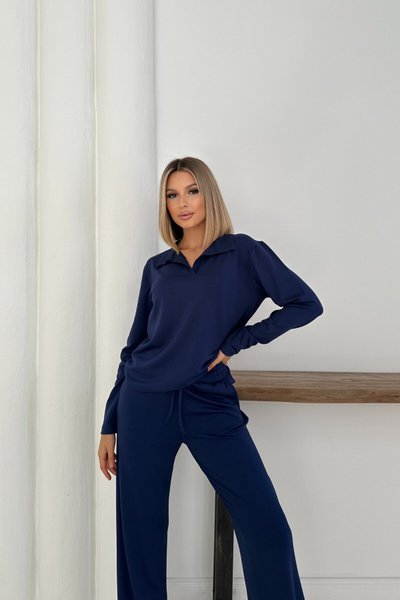 Lacivert Polo Yaka Modal Kumaş Basic İkili Takım