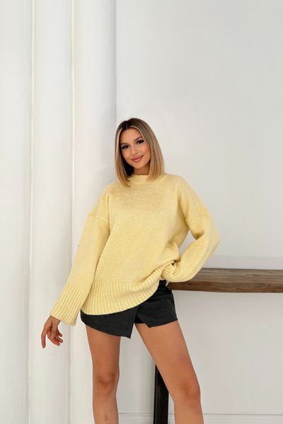 Sarı Oversize Basic Kazak
