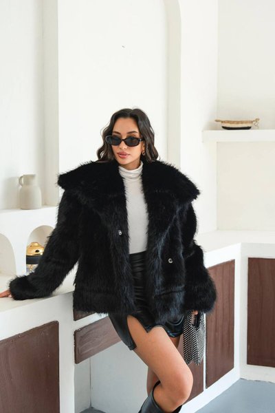 Black Lined Fur Coat