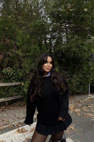 Black Crew Neck Basic Sweater