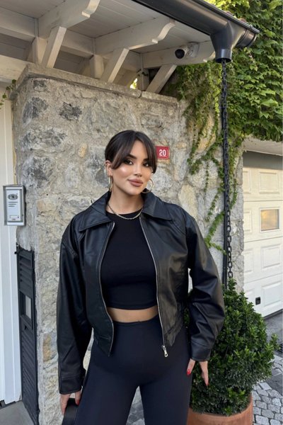 Black Bomber Leather Jacket