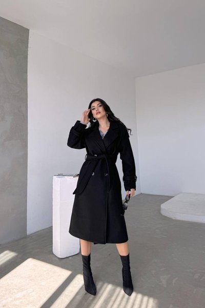 Siyah İthal Kumaş Kaşe Kaban