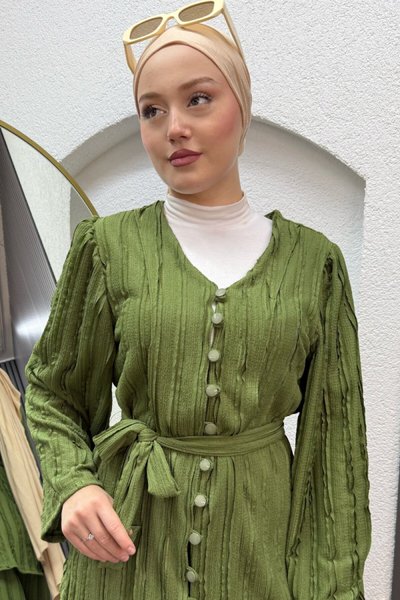 Yeşil Gamze İkili Tesettür Takım