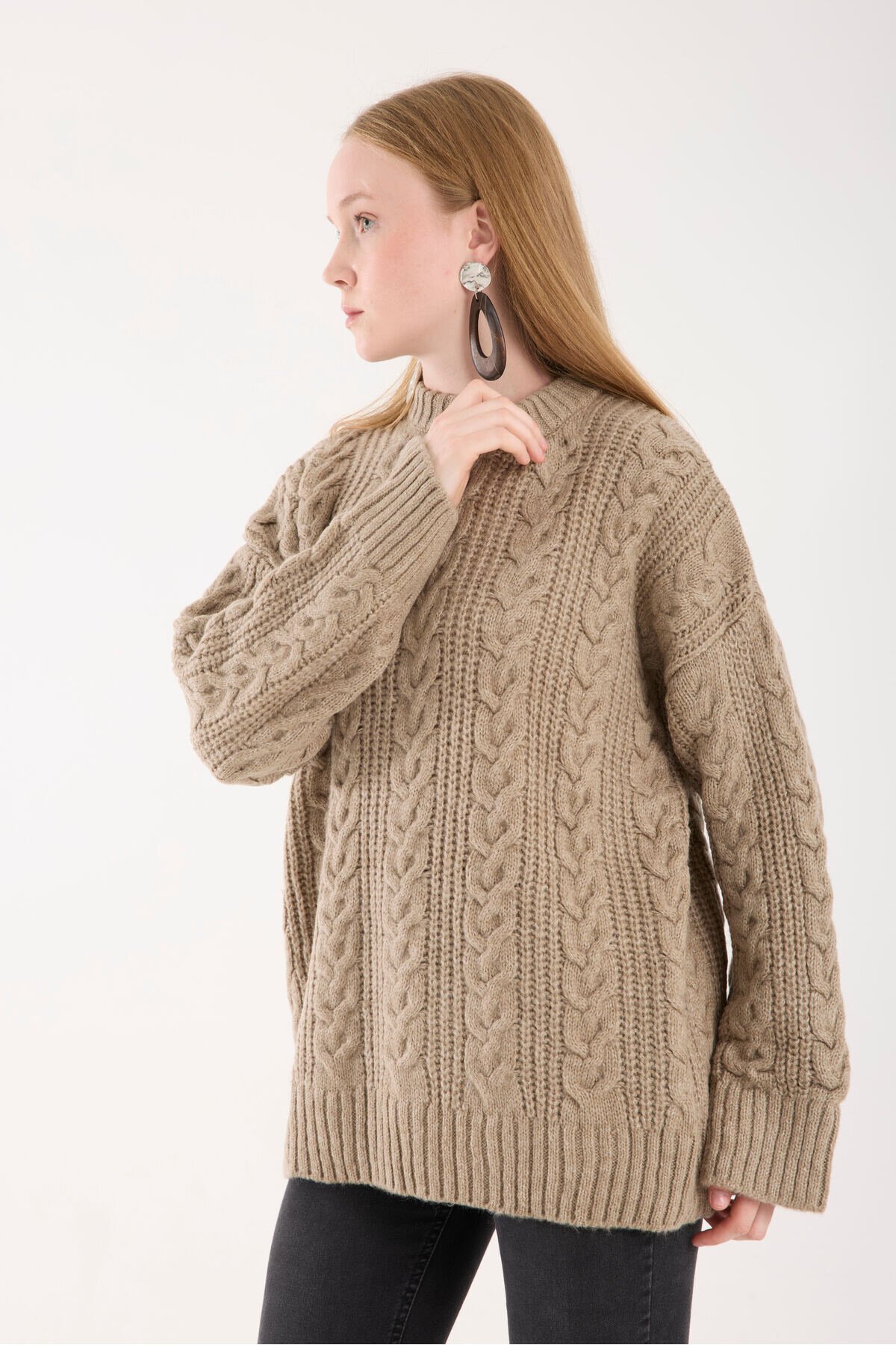 Vizon Selanik Örgü Oversize Triko Uzun Kazak - İLKCET MODA