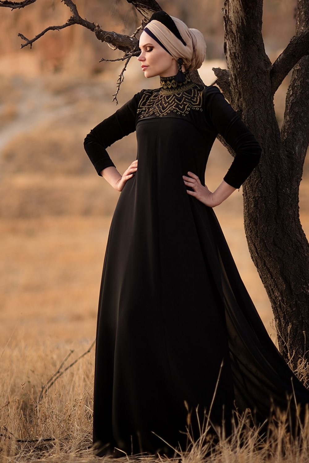 Siyah Leyla Abiye Elbise